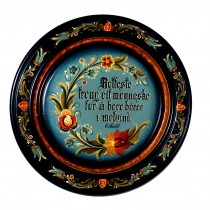 Blue plate with rosemaling decorations